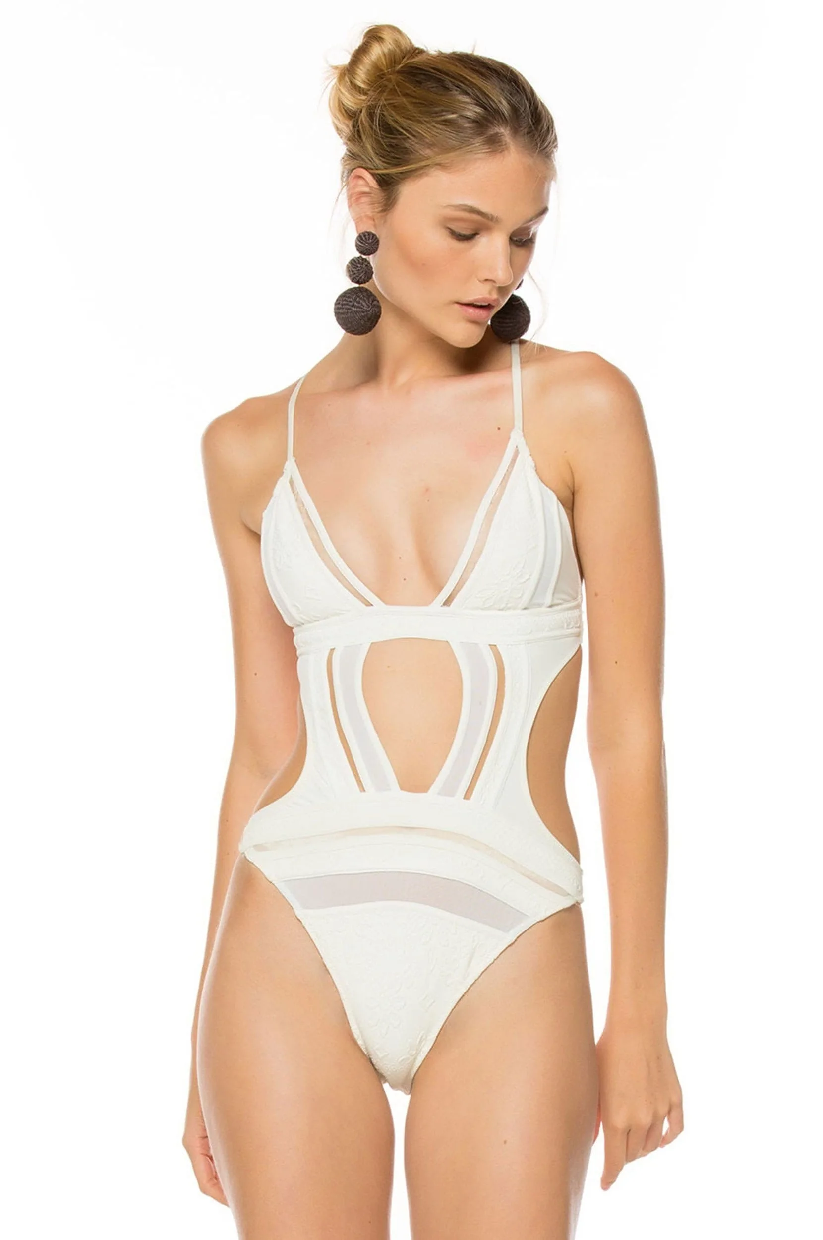 ワンピース水着 THE ATTICO Woman Swimsuit White WBC00001PAA014PR 020 Silver swimsuit for Women | THE ATTICO®